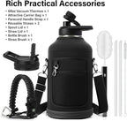 DYSANKY Insulated Water Bottle | Thickened Stainless Steel Vacuum Metal | Portable Sports Half Gallon Large Water Jug for Gym and Hiking with Straw, Carrier Bag, Handle Strap | BPA-Free 64 oz