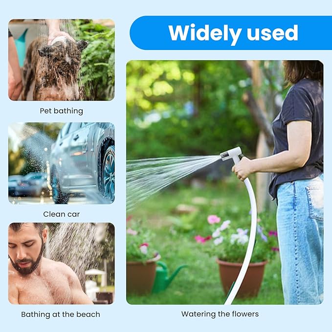 Ann Katy Portable Camping Shower Outdoor Camp Shower Pump,Upgrade Rechargeable Electric Shower Pump with Intelligent Digital Display Multiple Spray Modes for Camping, Hiking, Traveling,RV