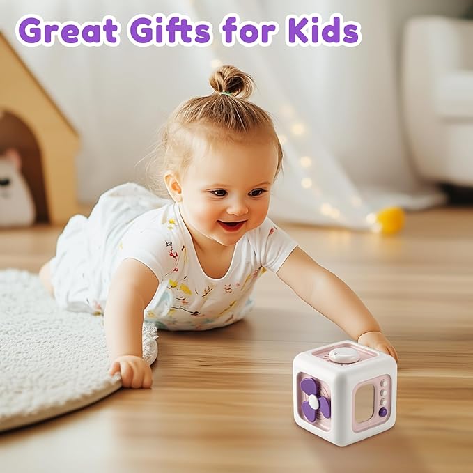SOCBTNSO Busy Cube Toy for 1 Year Old Girl Gifts, Montessori for Baby Girl, Travel Sensory Toys for Toddlers 1-3, Learning Fine Motor Skills| 1st Birthday Girl Gifts 12 Months
