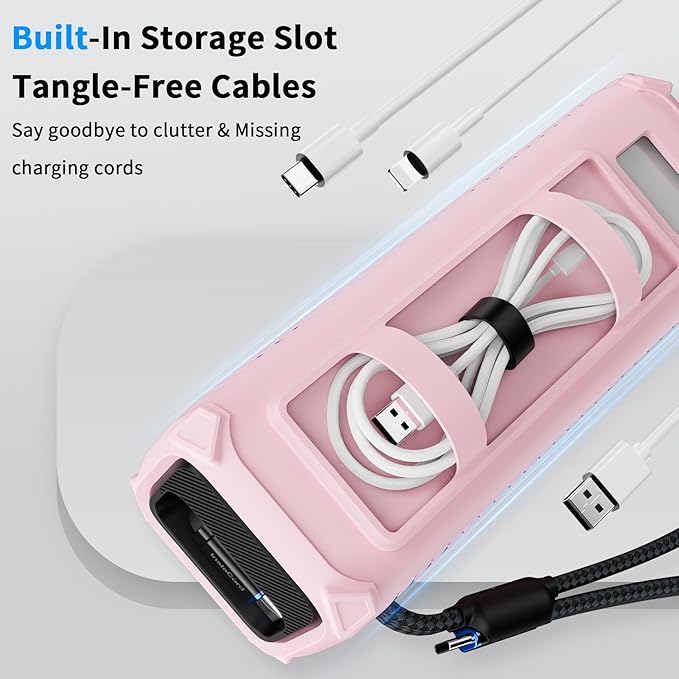 YWXTW Silicone Case for Anker Laptop Power Bank (25,000mAh/165W) - Shockproof Drop-Resistant, Built-in Cable Storage | Non-Slip Grip, Hidden Dust Plug Protective Cover for Anker Power Bank 165w