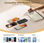 Brand Q Portable Charger with Built-in Cables and AC Wall Plug,Slim USB C Travel Essential Power Bank 10000mAh,External Battery Pack Compatible with iPhone,Samsung,Tablet and All Smart Phones