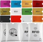Schembo 16 RFID Blocking Sleeves Set (12 Colorful Credit Card Protector RFID Blocking Sleeve & 4 RFID Passport Holder). Effectively Protect Your Credit, Debit, and ID Cards From Electronic Theft.
