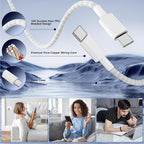 65W Super Fast Charger Type C for Samsung,3 Port 100W Quick Charging 3.0 USB C Block & 3/6/10/10FT Braided Type C Cord for Samsung Galaxy S26 Ultra/S26/S25 Ultra/iPhone 17 Pro/MacBook Pro/Air-White
