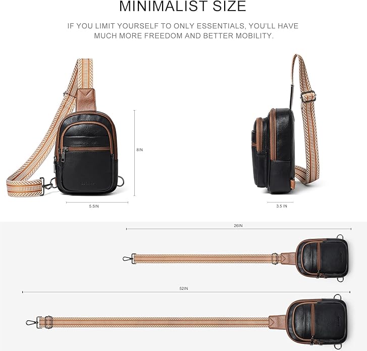 LATMAP Sling Bag For Women Faux Leather Small Casual Daypack Backpack Fanny Pack Crossbody Chest Bags Purse