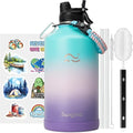 Swigina [2-IN-1 LID] Gallon Insulated Water Bottle with Silicone Boot (48hrs Cold/24hrs Hot) - DIY Stickers, Leakproof, BPA Free, 128 oz