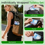 10 Sets 4-IN-1 Hotel Toiletries Bulk Set,40 Pcs 0.35 oz each Packets Shampoo,Conditioner, Body Wash and Lotion Mini Travel Size Toiletries Supplies kit for Guests,Homeless,Motel