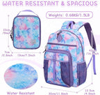 VASCHY Kids Backpack Lunch Bag Set, Girls 2-1 School Bookbag Insulated Lunch Box for Toddlers,Preschool,Daycare,Kindergarten,Elementary School Multi-Color