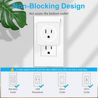 Multi Plug Outlet Extender, FiiMan 5 Outlet Splitter Wall Adapter, 3-Prong Grounded Outlet to The Side, Flat Wall Plug Side Access Adapter, 5 Way Outlet Extender Tap, White (2 Pack)