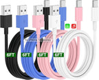 Car Carplay Cable for iPhone 17 16 15 Charger Cord,4 Pack 6FT USB A to USB C Cable for iPhone 17 Pro Max/16 Pro/15 Plus Charger,USB C Car Charger for Apple 17 Air/16 Pro Max/16e/15-Colored