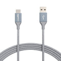 Amazon Basics Nylon Braided USB-C to USB-A 2.0 Fast Charging Cable, 480Mbps Speed, USB-IF Certified, for Apple iPhone 16/15, iPad, Samsung Galaxy, Tablets, Laptops, 10 foot, Dark Grey
