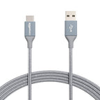 Amazon Basics Nylon Braided USB-C to USB-A 2.0 Fast Charging Cable, 480Mbps Speed, USB-IF Certified, for Apple iPhone 16/15, iPad, Samsung Galaxy, Tablets, Laptops, 10 foot, Dark Grey