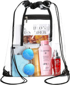 2 PACK Clear Drawstring Bag Stadium Approved, See Through PVC Drawstring bags, Transparent Backpack with Inner Zipper Pocket
