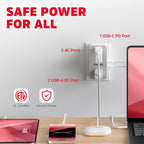 Energizer 4 Pack Fast Charging Multi Plug Wall Outlet Extender - 2 AC Power Outlets, 20W PD Type C, 2 USB A (3.1A Total Output)