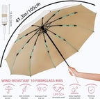 Folding Umbrella Anti-UV Compact Durable Folding Umbrella Auto Open Close Windproof Travel Umbrella Premium Grip Fits Backpack