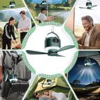 Wireless Portable Ceiling Fan with Remote, 3-Blade Design, 10040mAh Battery Operated, USB Rechargeable Hanging Fan with Hook for Tent, Camping, Outdoor, Type-C Rechargeable (Green)