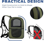 Apollo Walker Dog & Cat Carrier Backpack for 4-18lb Pets - Ventilated Safe Design with Padded Back Support, Breathable Mesh Pet Backpack for Hiking, Travel, Outdoor (Green)
