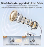 King Lucky Clip-On Earbuds Gen 3, Open-Ear Wireless Bluetooth 6.0 Headphones with Mic, Secure Fit for Small Ears & Glasses Wearers, 50H Playtime, ENC, IPX5 Waterproof Sport Ear Buds (Black)