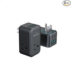 TROND 2 Pack Outlet Extender with USB, 3 Way Plug Adapter with 360 Rotating Plug, Outlet Splitter with 2 PD 20W USB C Charger, Small Charging Station for Home Dorm Room Travel Cruise Essentials