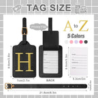 Personalized Initial Luggage Tags for Suitcase TSA Approved, Black Leather Cute Luggage Tag with Privacy Cover Name Card, Embroidered Custom Luggage Tags Travel Backpack Tags Gifts for Women Kids(H)