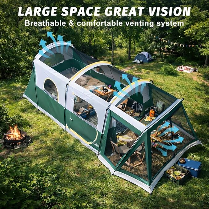 UNP Camping Tent 8 Person Waterproof Big Tunnel Tent with Screen Porch,Family Outdoor Large Tents for Camping 20' x 9' x 80in(H)