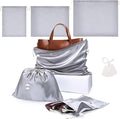Ewen 3pcs Satin Drawstring Dustbags for Handbags with Blank Tags, Dustproof Travel Essentials Organizer Pouch in Small Medium Large Sizes, Packing Bag Set for Home Storage Jewelry Shoes Organization