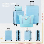 Luggage Sets, 2 Piece Carry on Luggage Set with Travel Bags, 2 Piece Expandable Spinner Hardshell Suitcase with TSA Lock, Back to School Suitcase, Women Men, Light Blue, 20/24 inch