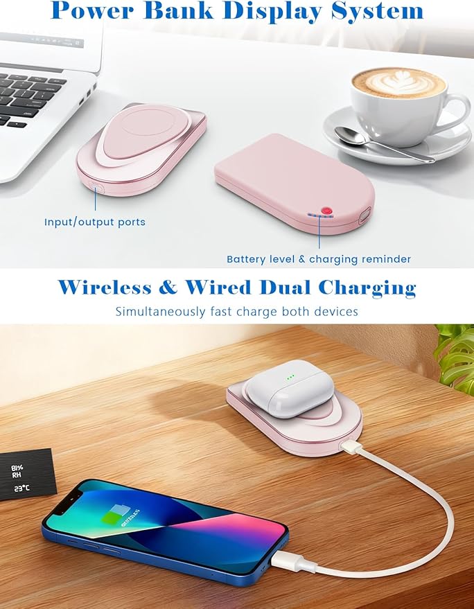 Magnetic Portable Charger, 10000mAh Wireless Portable Charger USB-C Cable, Compatible Battery,Pack Power Bank for iPhone 17/16/15/14/13/12 Series,Samsung (Pink)