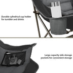 Colegence Oversized Camping Chairs Set of 2, Padded Camping Chair Heavy Duty Lawn Chairs for Adults, XL Foldable Camp Chair for Outdoor Sports, Baseball, Wide Seat Support 450LBS - Black and Grey