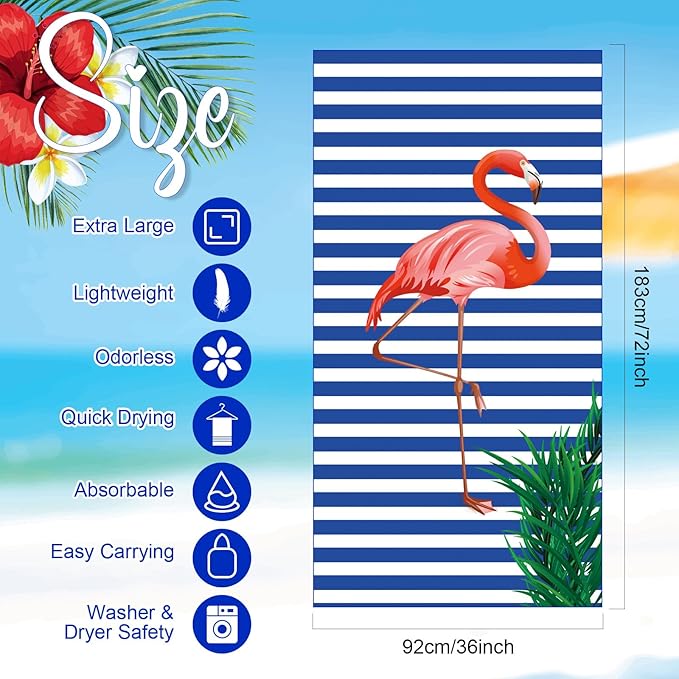 Redbaker 16 Packs 72 x 36 Inches Oversized Mixed Style Beach Towel Bulk Extra Large Pool Towels Set Microfiber Quick Dry Swim Towel Blanket for Women Men Adult Bath Travel(Fresh Colors)