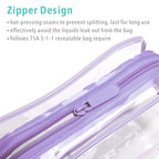 F-color TSA Approved Toiletry Bag 3 Pack Medium - Clear Makeup Bag Travel Quart Size for Women Men, Clear Cosmetic Bag Airport Airline Compliant Carry on Bag, Macaron Purple