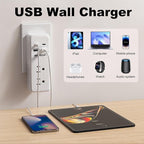 Multi Plug Outlet Extender, 4USB Wall Charger, Wall Plug Splitter with 6 Outlets 450J Electrical Power Expander with Surge Protector,Spaced for Travel,Home, Office, White 2Pack