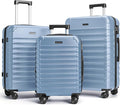 LIGHT FLIGHT Luggage Sets, 3 Piece Durable Suitcase Set with Spinner Wheels, 3 Pcs Hard Shell Lightweight Luggage with TSA Lock, Large Checked Travel Suitcases, 20/24/28 Inch,Light Blue