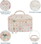 Gosect Large Makeup Bag, Cute Cosmetic Bag for Women Girls, Floral Coquette Aesthetic Toiletry Bag, Travel Make Up Organizer Bag(Love Bear