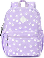 STEAMEDBUN Corduroy Kids Backpack for Girls Boys 3-8, Girls Backpack for Elementary Kindergarten - Purple Floral