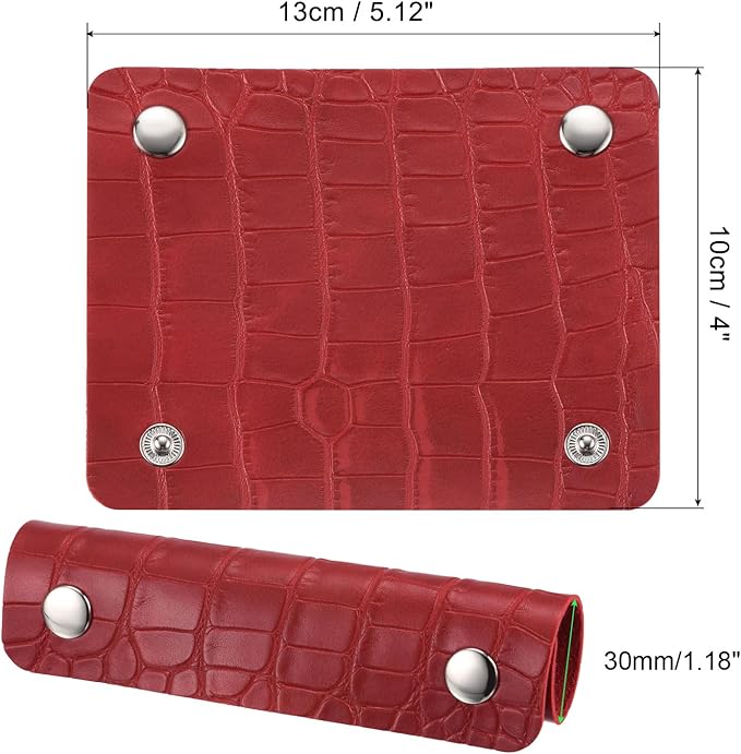 PATIKIL Luggage Handle Wrap, 2 Pack Irregular Pattern PU Handbag Grip Cover Protector Identifier with Clasp for Suitcase Grocery Shopping Bag, Red