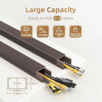 Delamu Cord Hider, 85in Cord Covers for 2-3 Wires on Wall, Self-Adhesive Cable Hider, PVC Wire Hiders Wire Covers for TV Cords on Wall, Easy Mount Cable Cover Raceway Kit, W0.95 H0.55in, Darkwood