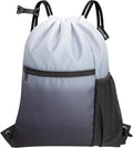 HOLYLUCK Men & Women Outdoor Sport Gym Sack Waterproof Drawstring Backpack Bag (Standard with drawstring, Gradient Black)