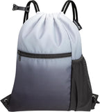 HOLYLUCK Men & Women Outdoor Sport Gym Sack Waterproof Drawstring Backpack Bag (Standard with drawstring, Gradient Black)