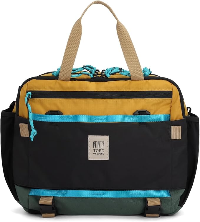 Topo Designs Mountain Cross Bag, Functional + Flexible Briefcase, Removable Shoulder Strap, Fair Trade (Mustard/Forest)