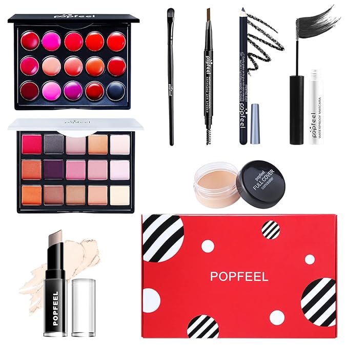 FantasyDay All in One Professional Makeup Kit for Women Girls Holiday Makeup Gift Sets Xmas Essential Bundle Include Eyeshadow Palette Lipstick Blush Concealer Eyeliner Mascara Brush Eyebrow Pencil