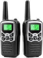 Walkie Talkies,MOICO Long Range Walkie Talkies for Adults Two-Way Radios with 22 Channels FRS VOX Scan LCD Display with LED Flashlight for Field, Survival Biking Hiking Camping 2 Pack (Silver A)