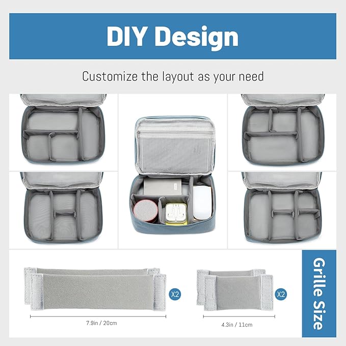 Lanola Universal Cable Organizer Electronics Accessories Cases for Cable, Charger,Power Bank, Phone, USB, SD Card,Memory Cards,Earphone,Flash Drive, Great for Travel and Business - Dark Blue
