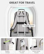 LOVEVOOK Laptop Backpack for Women, Travel Computer Work Bags with 17-inch Laptop Compartment, College School Student Bag Teen Backpacks For Girls, Outdoor Carry On Backpack Purse, Grey