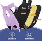 Pawaboo Pet Carrier Backpack, Adjustable Pet Front Cat Dog Carrier Backpack Travel Bag, Legs Out, Easy-Fit for Traveling Hiking Camping for Small Medium Dogs, Extra Large (Pack of 1), Black + Purple