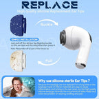 4 Pairs Replacement Ear Tips for AirPods Pro 2nd/1st Generation with Portable Storage Box & Cleaner Pen,Noise Reduction Holewith & Built-in dust Guard Screen,Silicone EarTips(N-Blue)