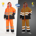 ProtectX High Visibility Waterproof Rain Gear for Men and Women, Hi Vis Reflective Safety Rain Jacket and Pant Suits Workwear