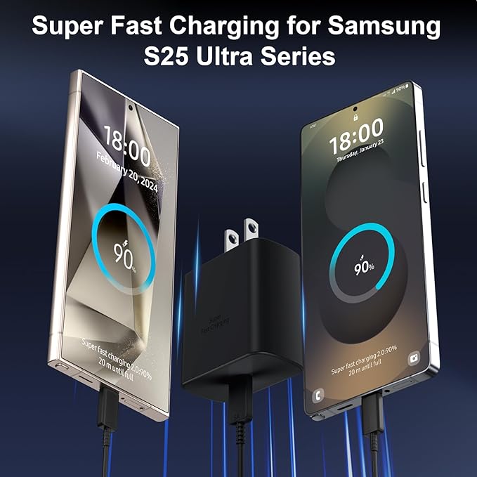 45W USB C Super Fast Charger Type C Charger Fast Charging Android Phone Charger Block with 5FT Type C Charging Cable for Samsung Galaxy S26 Ultra/S26/S26+/S25/S25 Ultra/S25+/S24 Ultra/S23 Ultra/S26