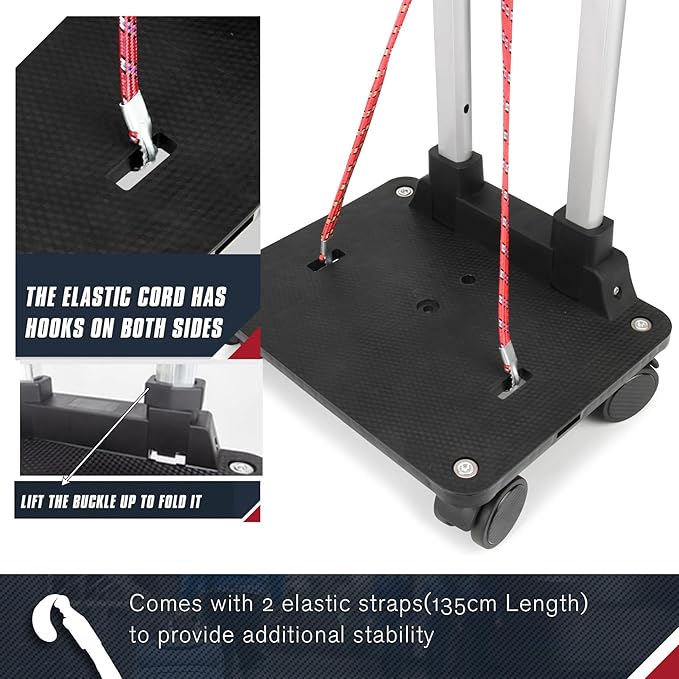 Zoofen Folding Hand Truck Lightweight Luggage Cart with 4 Wheels Compact Trolly Cart with 2 Elastic Ropes for Luggage,Backpack, Bags, Travel and Office Use(24 * 31cm)
