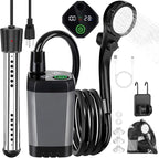 Portable Camping Shower with Heater, 6000mAh Rechargeable Portable Shower with 2000W Immersion Heater, LED Display, Heated Camping Shower for Travel, Hiking, Car, Pet