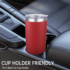 20 oz Tumbler Stainless Steel Tumblers with Lid Double Wall Vacuum Insulated Coffee Mug 20oz Powder Coated Cup for Hot and Cold Drinks, Red, 1 pack
